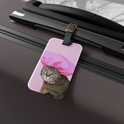 Quirky Cat Luggage Tag | Travel Accessory, Fun Gift, Pet Lover's Item, Unique Baggage Tag, Personalized Travel Essentials