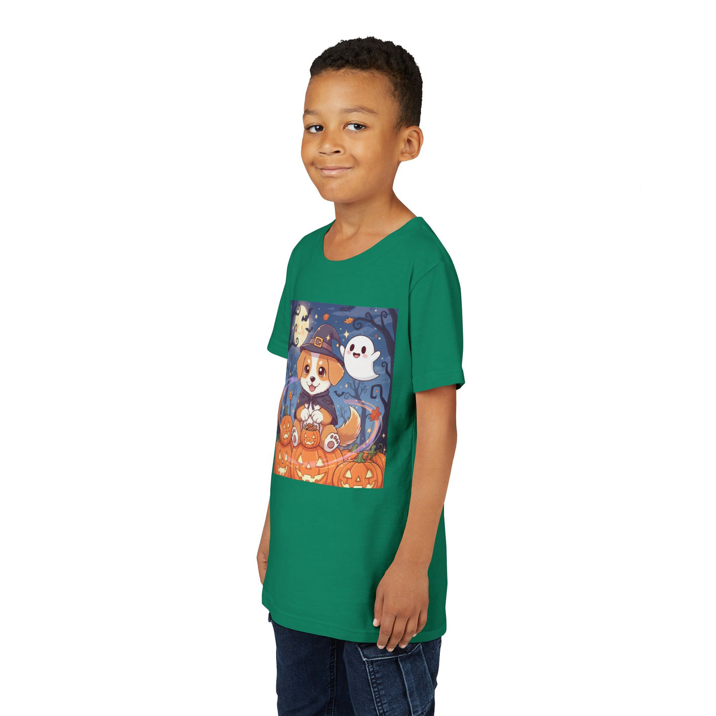 Halloween cute puppy anime style 3 Youth Tee, Short Sleeve T-Shirt, Kids Halloween Apparel, Cute Dog Tee, Fall Outfit for Children