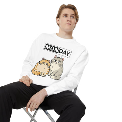 Monday Face Cat Stares Blankly Unisex Crewneck Sweatshirt style 1