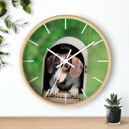 Dog in Post Box different colors Wall Clock