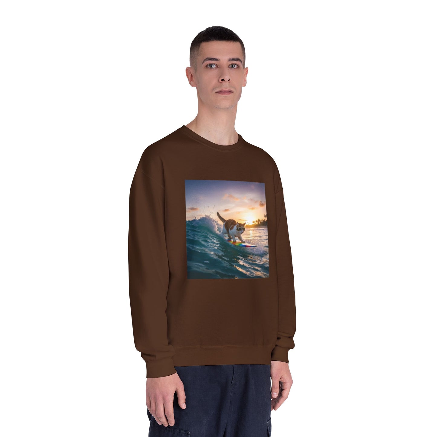 Surfing Cat Unisex NuBlend Crewneck Sweatshirt style 2