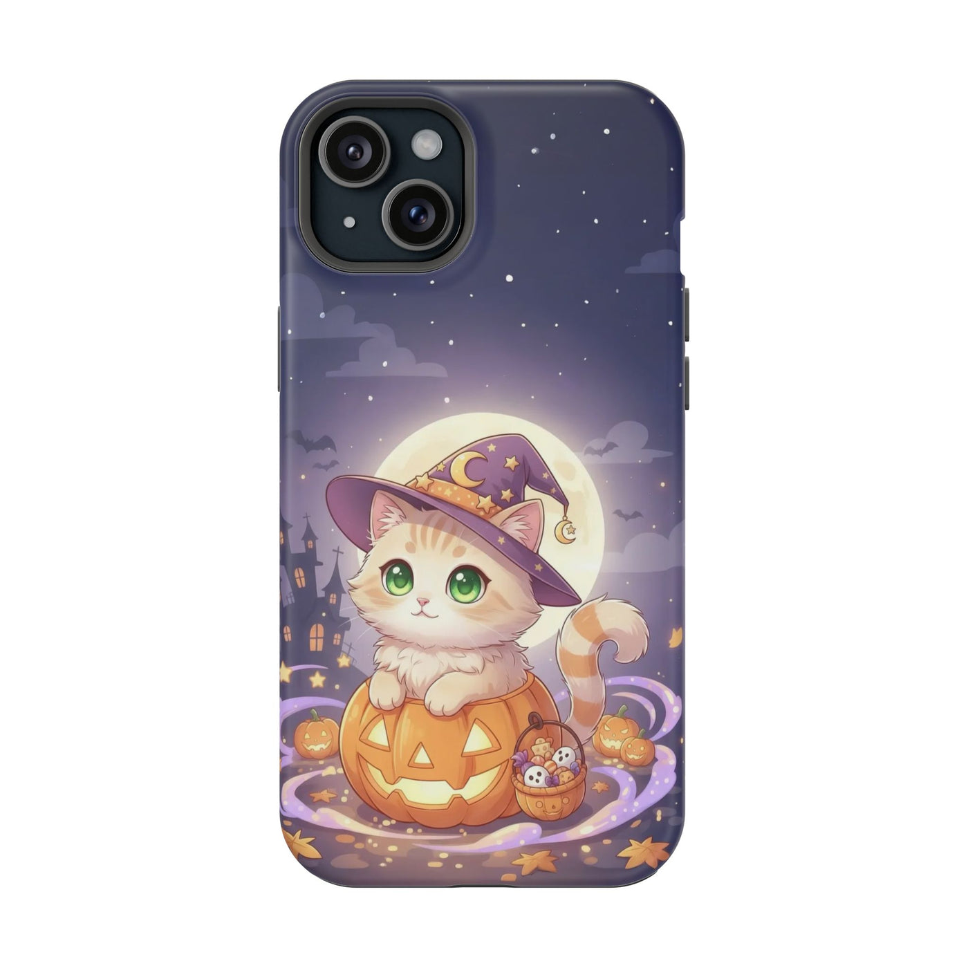 Halloween cute kitten anime style 4 Magnetic Phone Case, Cat Lover Gift, Impact-Resistant iPhone Case, Funny Pet Accessory, Unique Animal Design