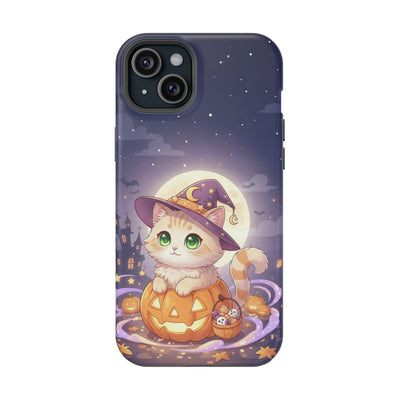 Halloween cute kitten anime style 4 Magnetic Phone Case, Cat Lover Gift, Impact-Resistant iPhone Case, Funny Pet Accessory, Unique Animal Design