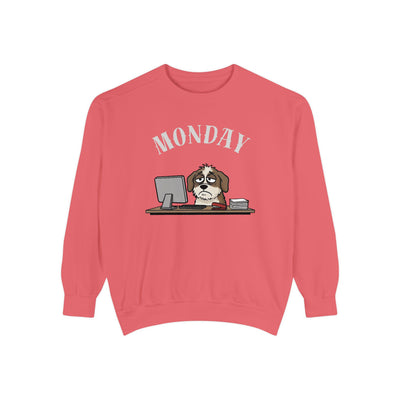 Monday Face Dog Stares Blankly Unisex Crewneck Sweatshirt style 5