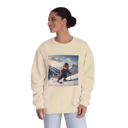 Skiing Cat Graphic Unisex NuBlend Crewneck Sweatshirt