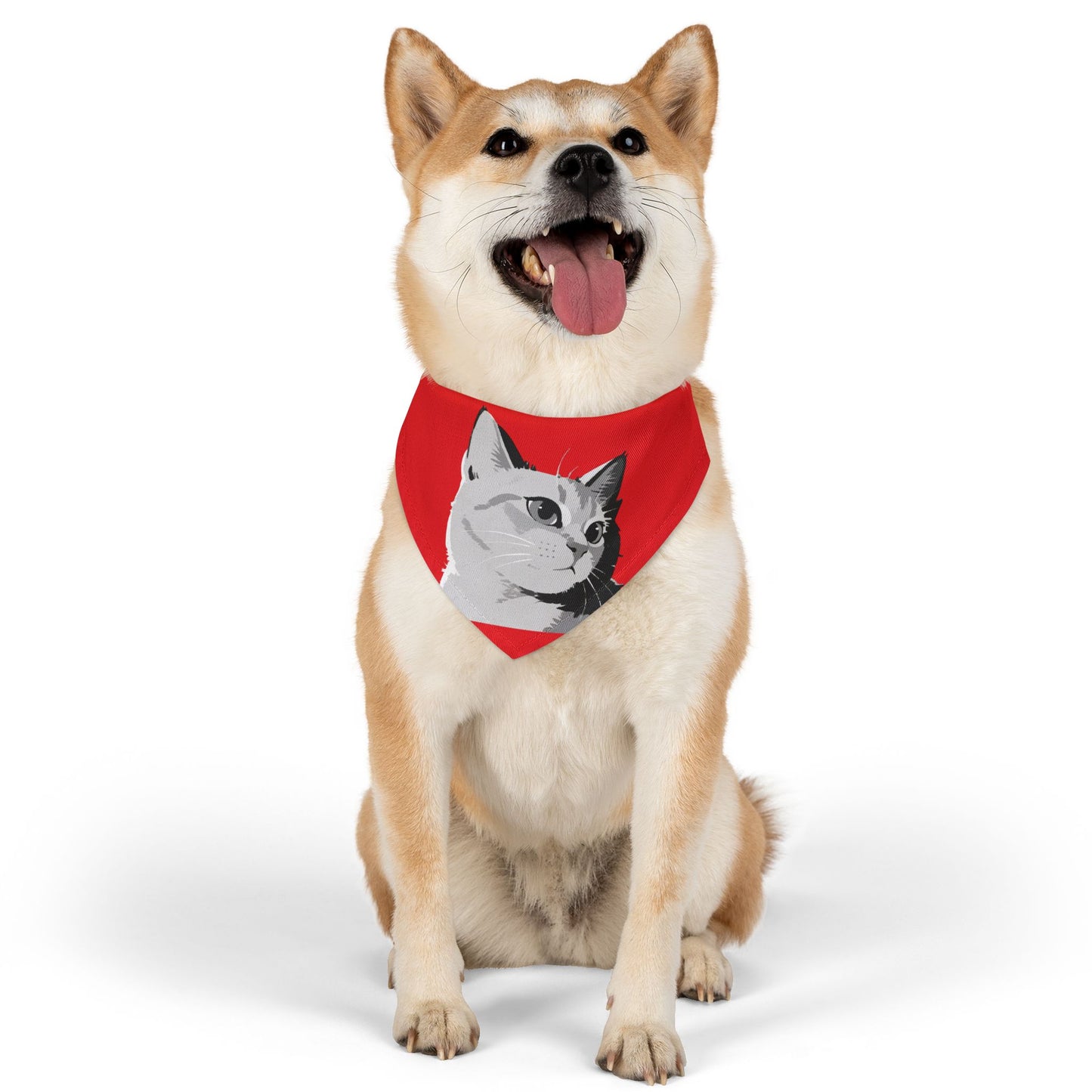 Cat head Bandana Collar Cats and Dogs Accessory Red