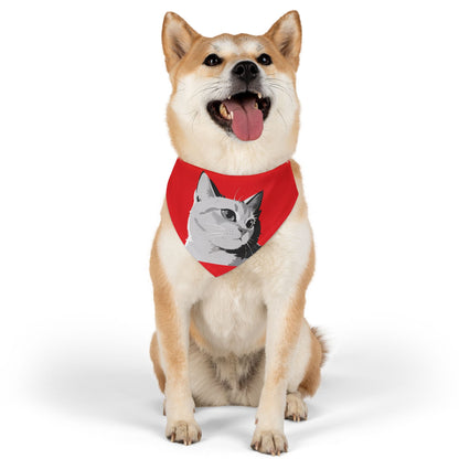 Cat head Bandana Collar Cats and Dogs Accessory Red