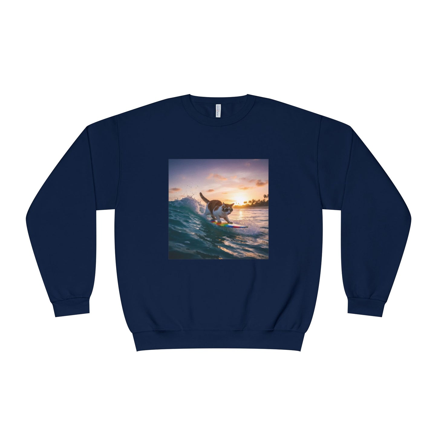 Surfing Cat Unisex NuBlend Crewneck Sweatshirt style 2