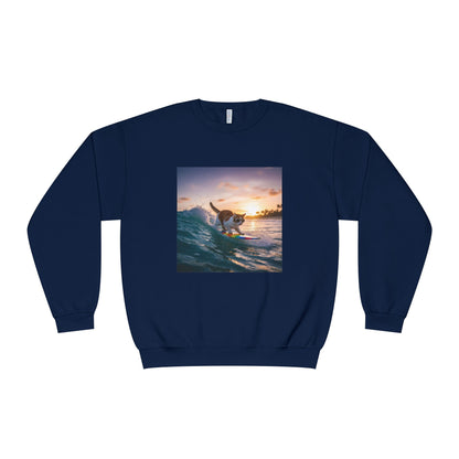 Surfing Cat Unisex NuBlend Crewneck Sweatshirt style 2