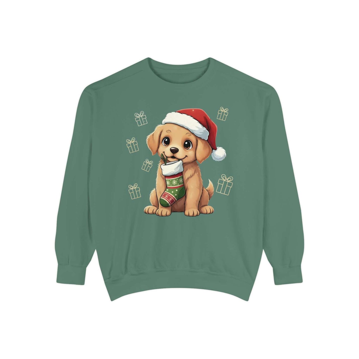 Puppy wait for Christmas presents Unisex Crewneck Sweatshirt style 4