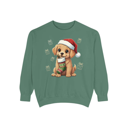Puppy wait for Christmas presents Unisex Crewneck Sweatshirt style 4