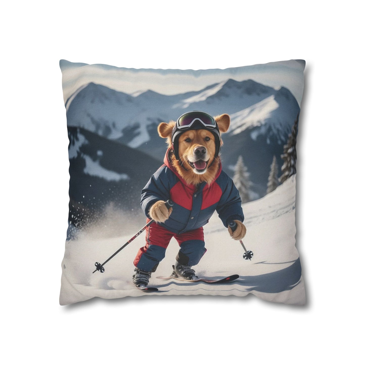 Skiing Dog Graphic Fun & Cozy Decorative Pillowcase
