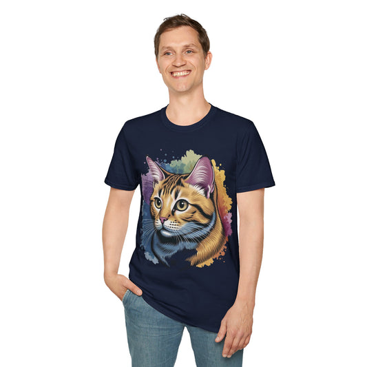 Watercolor Cat Head Unisex Cotton T-Shirt style 6