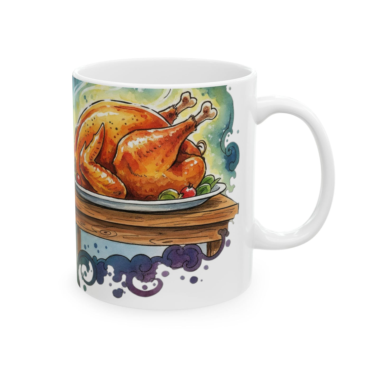 Cute Puppy with Thanksgiving Turkey Ceramic Mug 11oz