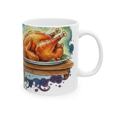 Cute Puppy with Thanksgiving Turkey Ceramic Mug 11oz