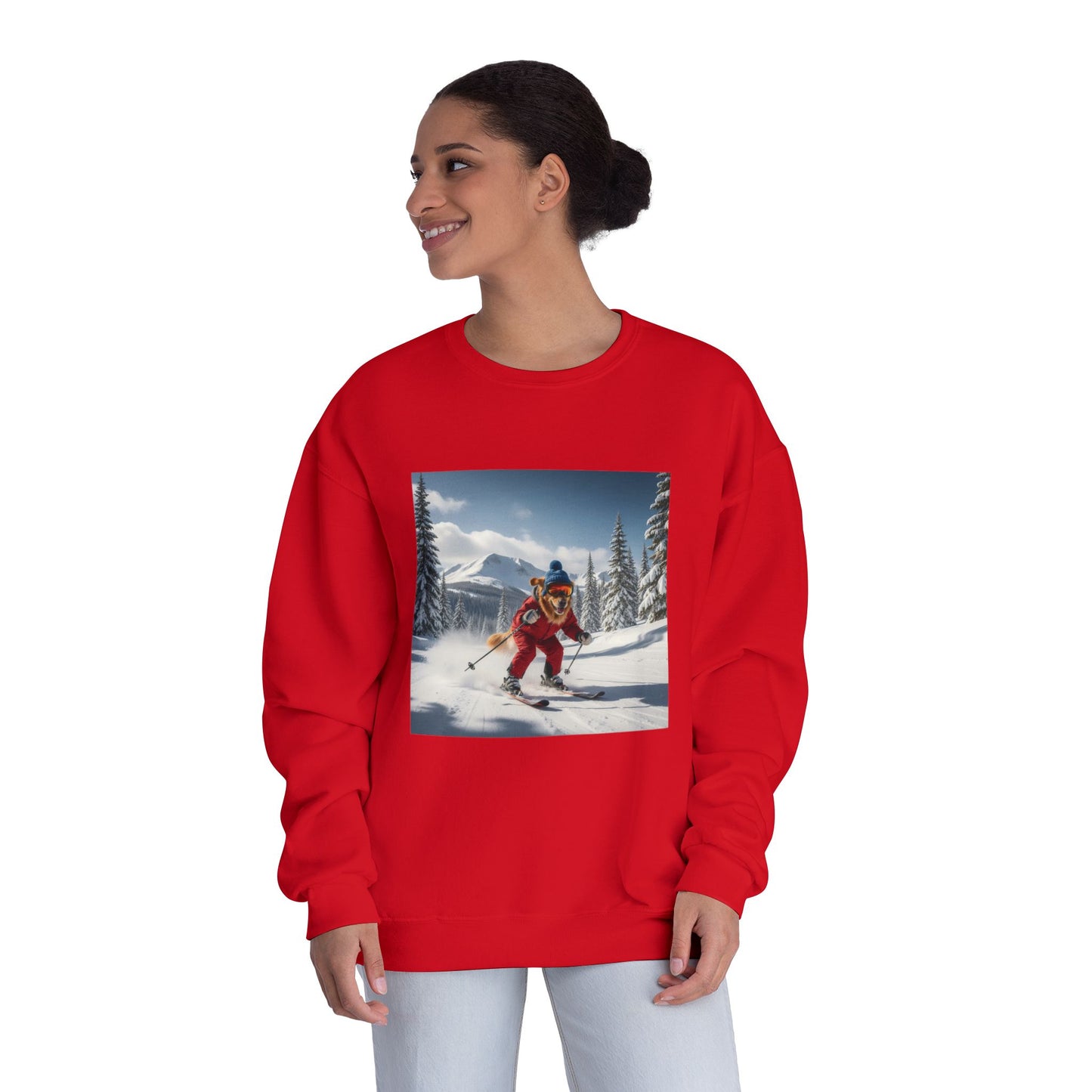 Skiing Dog Graphic Unisex NuBlend Crewneck Sweatshirt