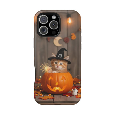 Halloween cute kitten photo style 2 Magnetic Phone Case, Cat Lover Gift, Impact-Resistant iPhone Case, Funny Pet Accessory, Unique Animal Design