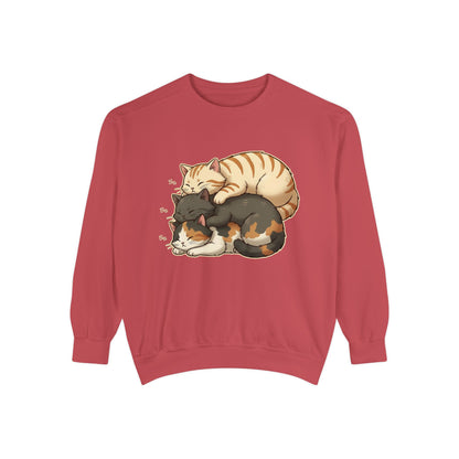 3 Cute Sleeping Cats Cozy Graphic Unisex Crewneck Sweatshirt style 4