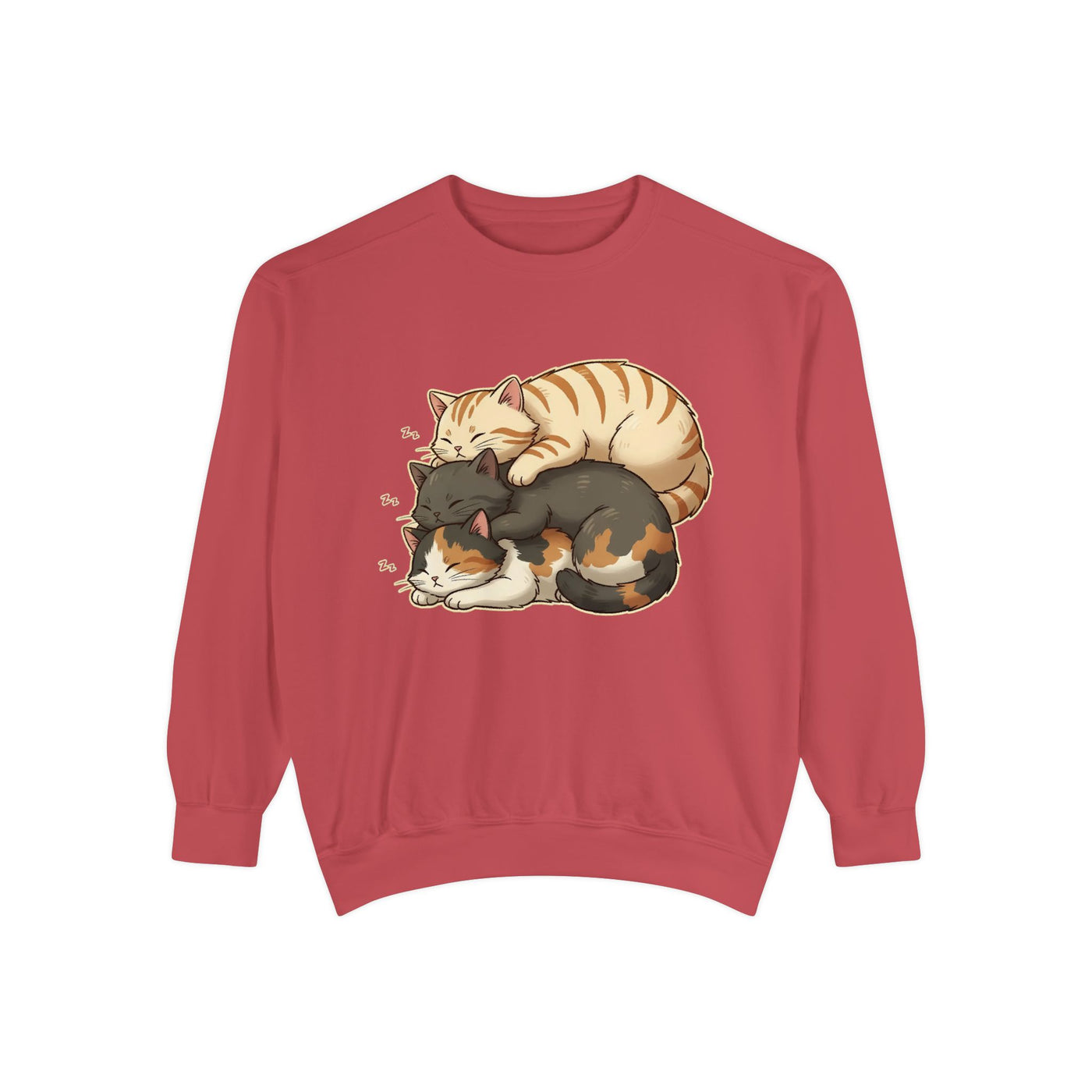 3 Cute Sleeping Cats style 4 Cozy Graphic Unisex Crewneck Sweatshirt