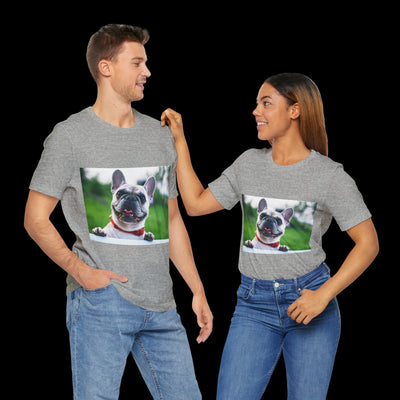 Puppy on the fence - Unisex Jersey Short Sleeve Tee
