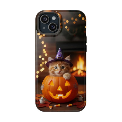 Halloween cute kitten photo style 3 Magnetic Phone Case, Cat Lover Gift, Impact-Resistant iPhone Case, Funny Pet Accessory, Unique Animal Design