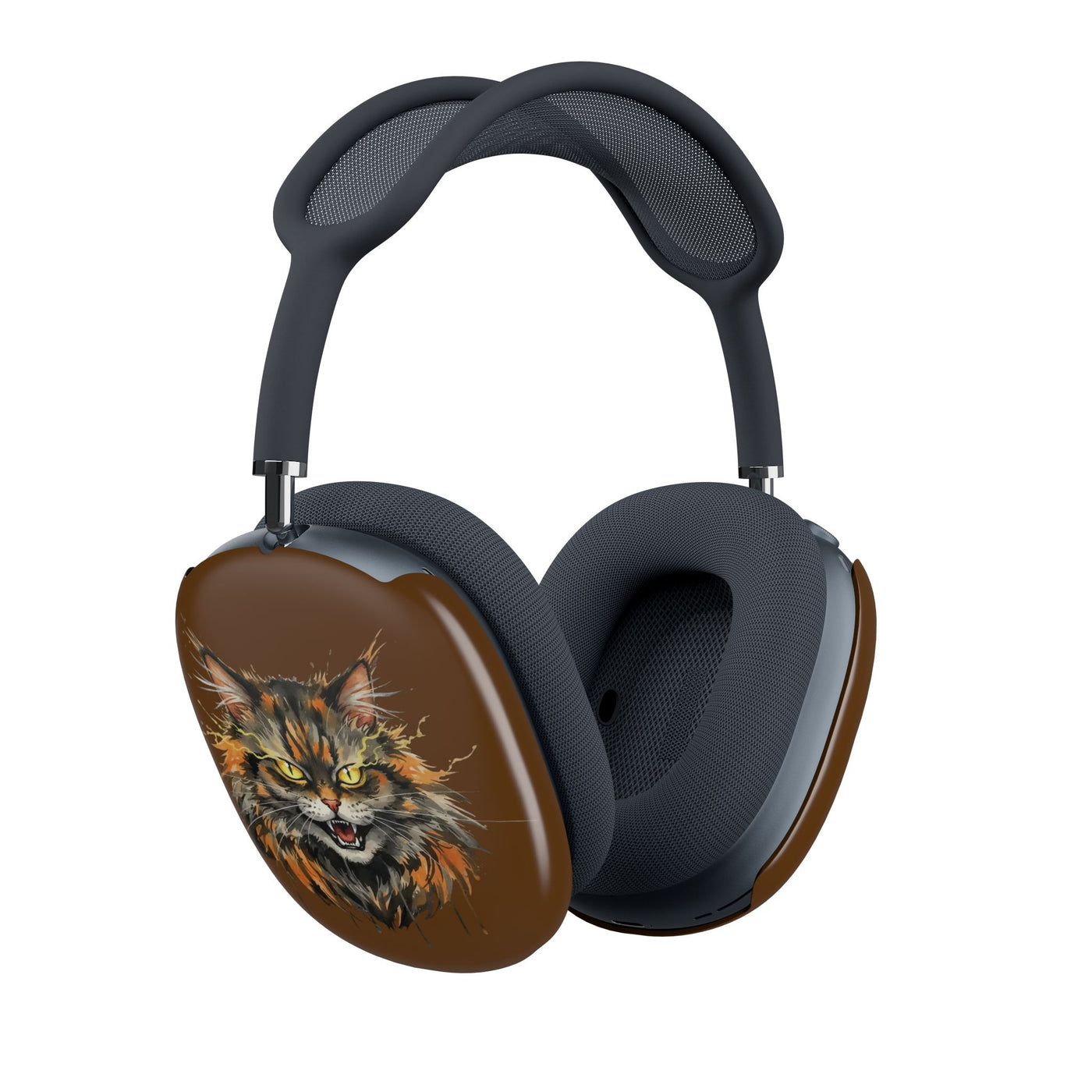 Brown Mad Cat Head AirPods Max Protective Shells