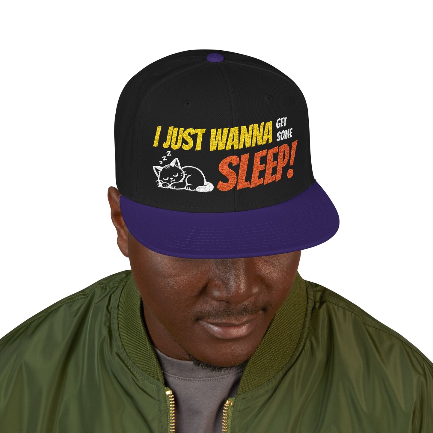 I just wanna get some sleep Embroidered Cute Cat Snapback Hat