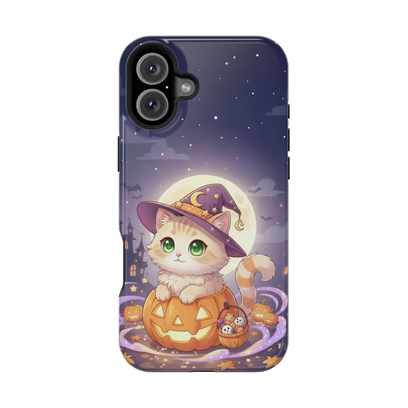 Halloween cute kitten anime style 4 Magnetic Phone Case, Cat Lover Gift, Impact-Resistant iPhone Case, Funny Pet Accessory, Unique Animal Design