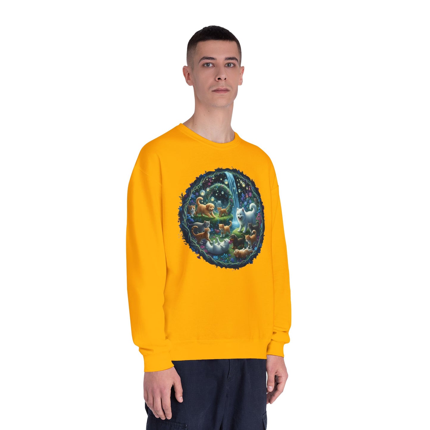 Cats & Dogs Happy Garden Unisex NuBlend Crewneck Sweatshirt style2
