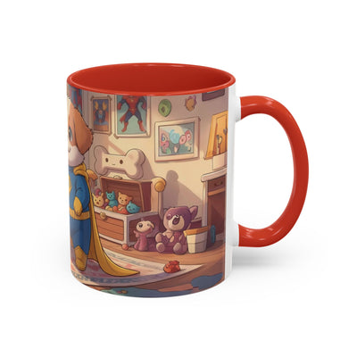 Super Pup Coffee Mug - Cute Puppy in Superhero Costume Accent Mug 11oz