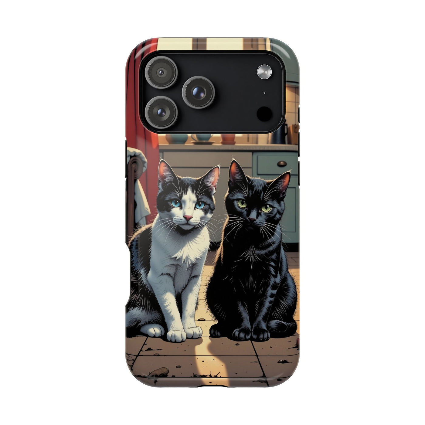 Cute Cats Magnetic Phone Case comic style 2, Cat Lover Gift, Impact-Resistant iPhone Case, Funny Pet Accessory, Unique Animal Design