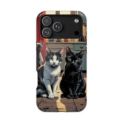 Cute Cats Magnetic Phone Case comic style 2, Cat Lover Gift, Impact-Resistant iPhone Case, Funny Pet Accessory, Unique Animal Design