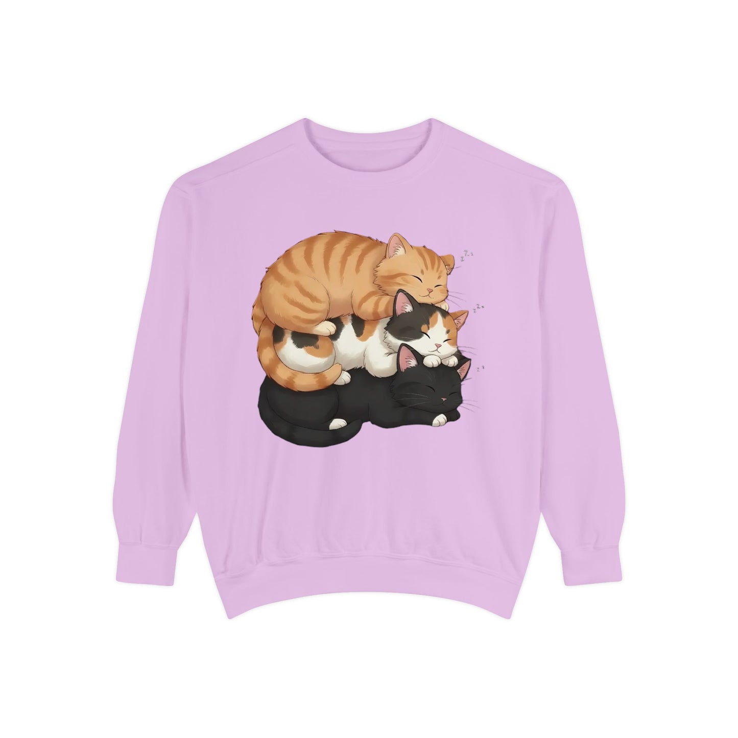 3 Cute Sleeping Cats Cozy Graphic Unisex Crewneck Sweatshirt style 5