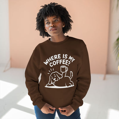 "Where is my coffee?" Dog Outline style 2 Unisex Crewneck Sweatshirt