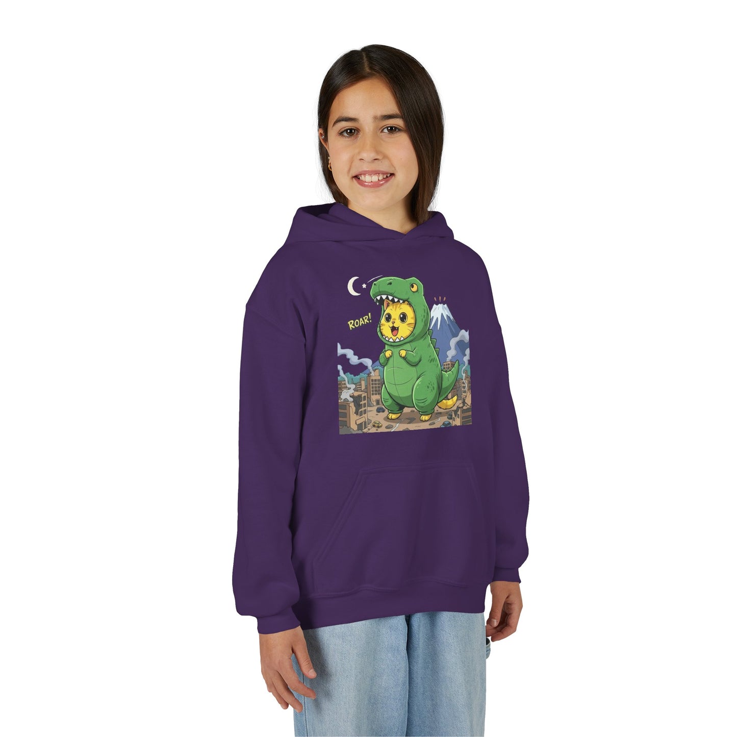 Cat cosplay Godzilla Unisex Kids Hoodie style 1