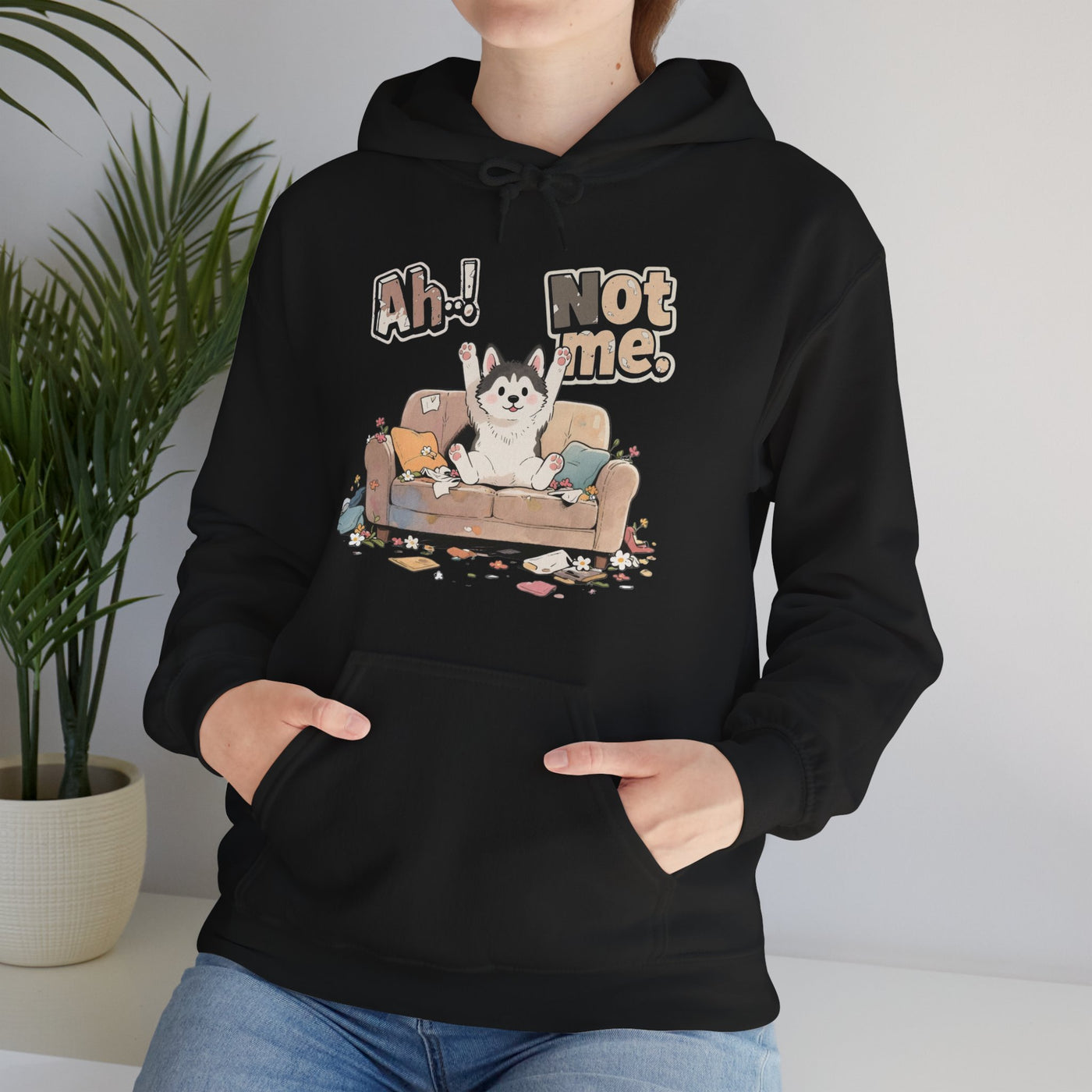Ah! Not Me. Cute Husky Unisex Pullover Hoodie for Dog Lover