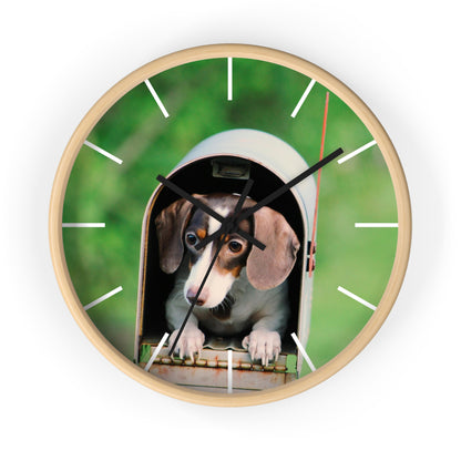 Dog in Post Box different colors Wall Clock