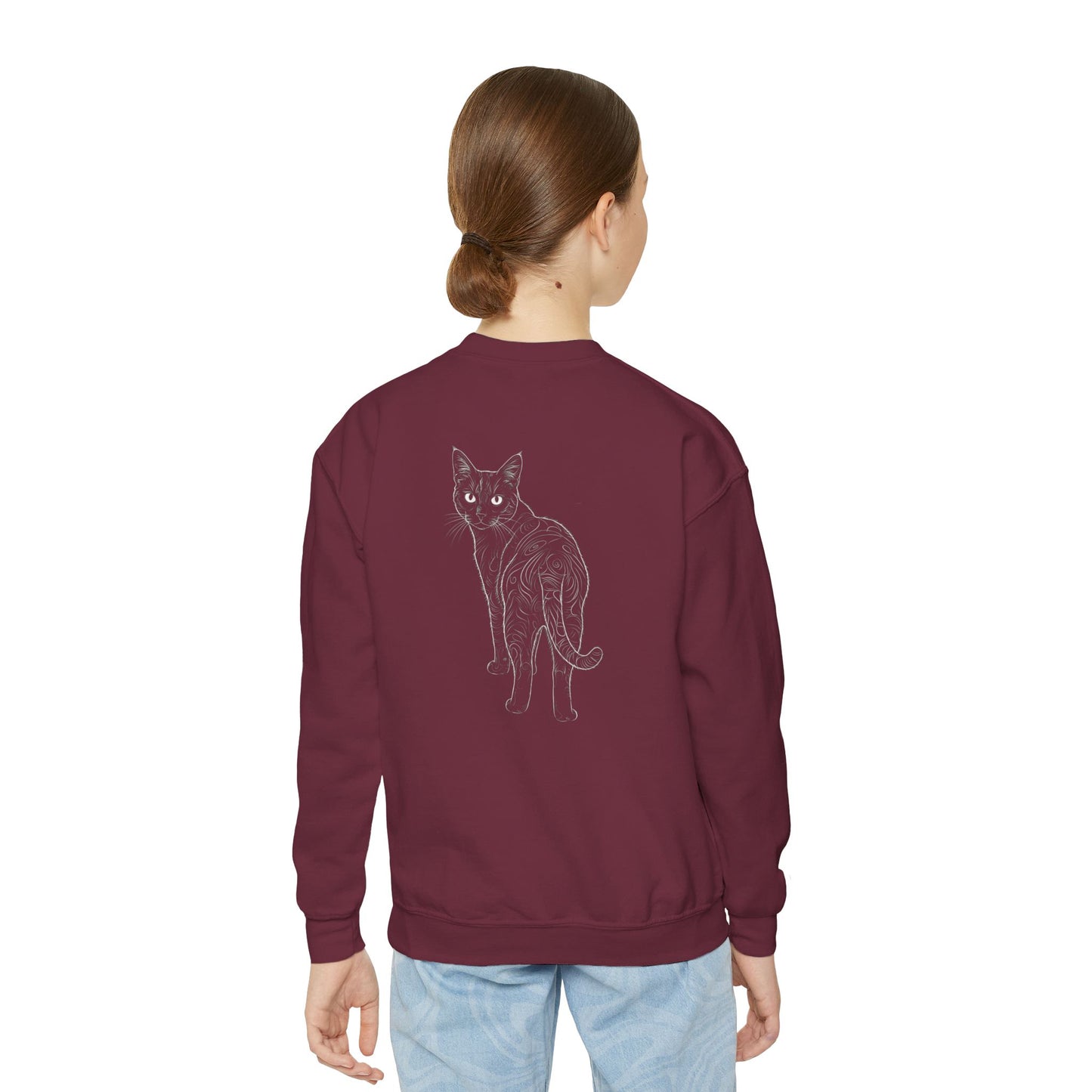 Black Cat - Cozy Unisex Youth Crewneck Sweatshirt style 1