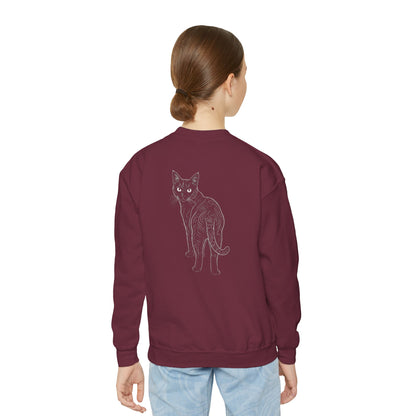 Black Cat - Cozy Unisex Youth Crewneck Sweatshirt style 1