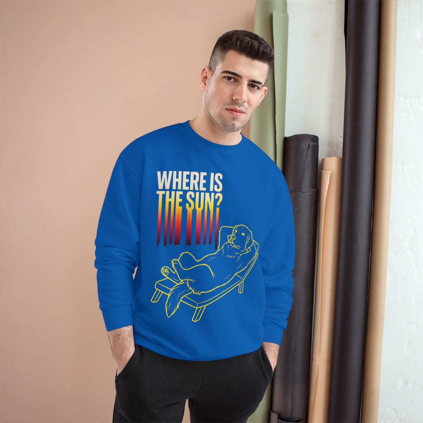 Where is the Sun? Dog Graphic Champion Unisex Crewneck Sweatshirt