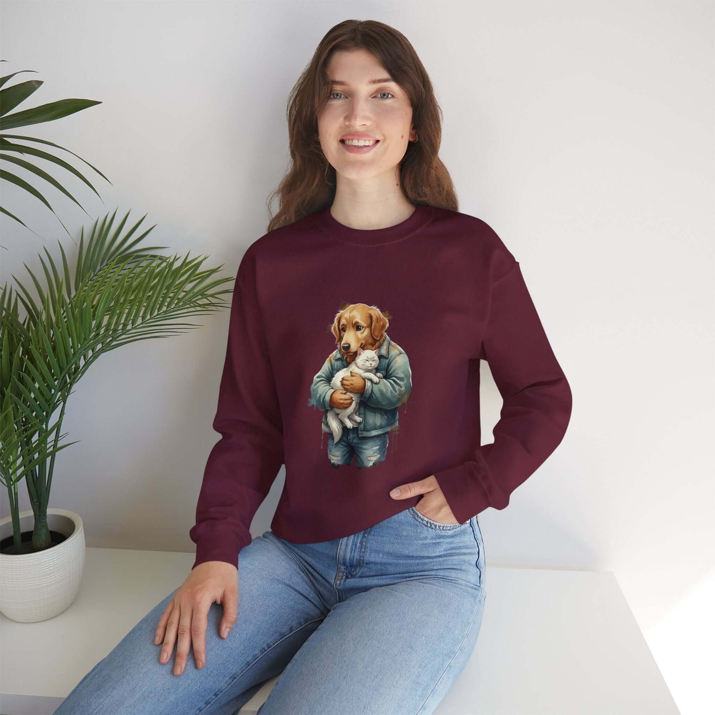 Watercolor Dog painting Unisex Crewneck Sweatshirt style 6
