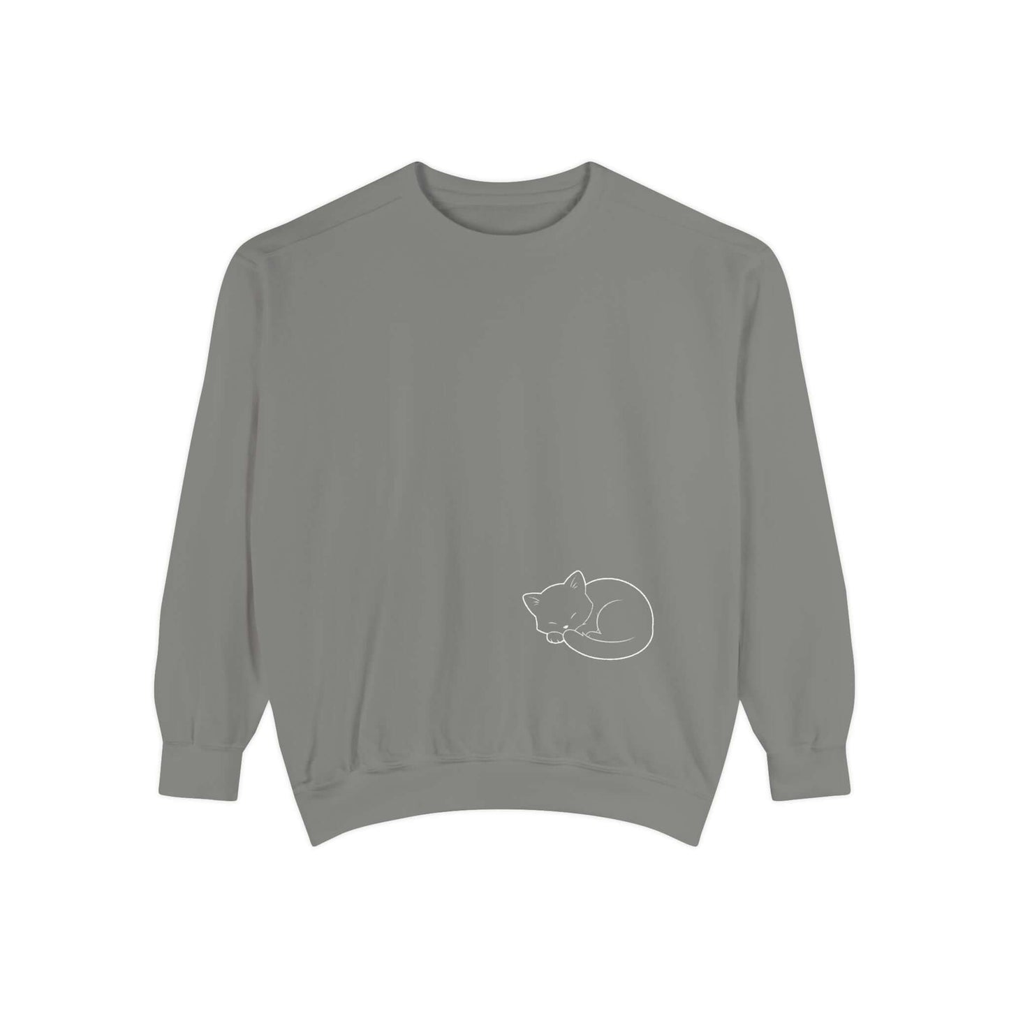 Sleeping cat shadow Graphic Unisex Crewneck Sweatshirt style 1 White