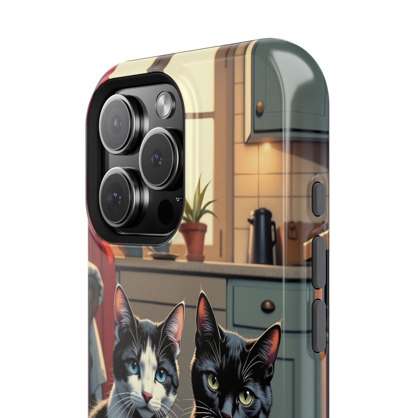 Cute Cats Magnetic Phone Case comic style 2, Cat Lover Gift, Impact-Resistant iPhone Case, Funny Pet Accessory, Unique Animal Design