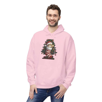 Kitten hiding in Christmas stocking Unisex Fleece Hoodie style 3