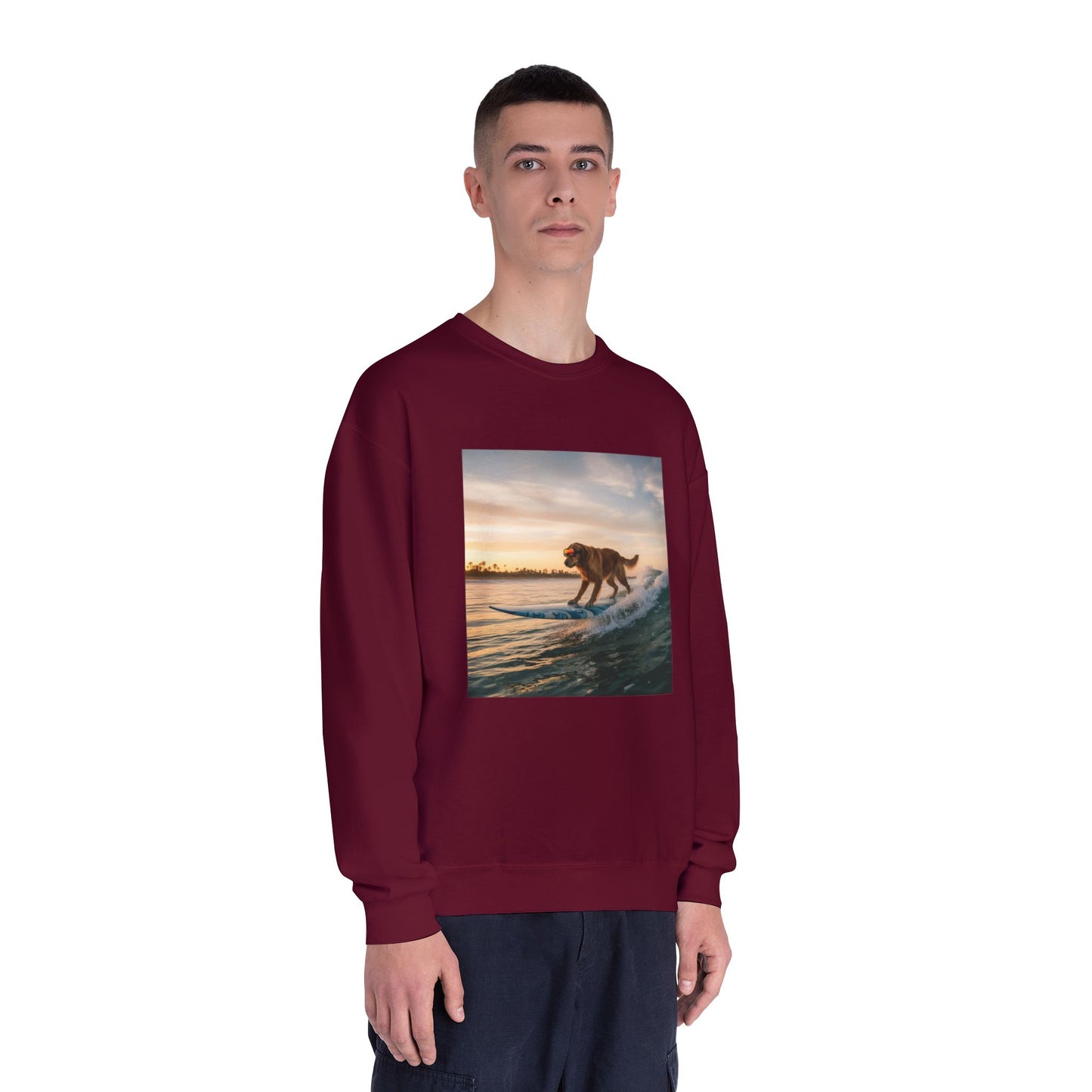Surfing Dog Graphic Unisex NuBlend Crewneck Sweatshirt style 2