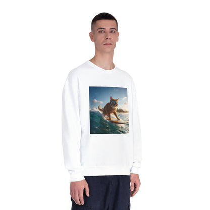 Surfing Cat Unisex NuBlend Crewneck Sweatshirt style 1