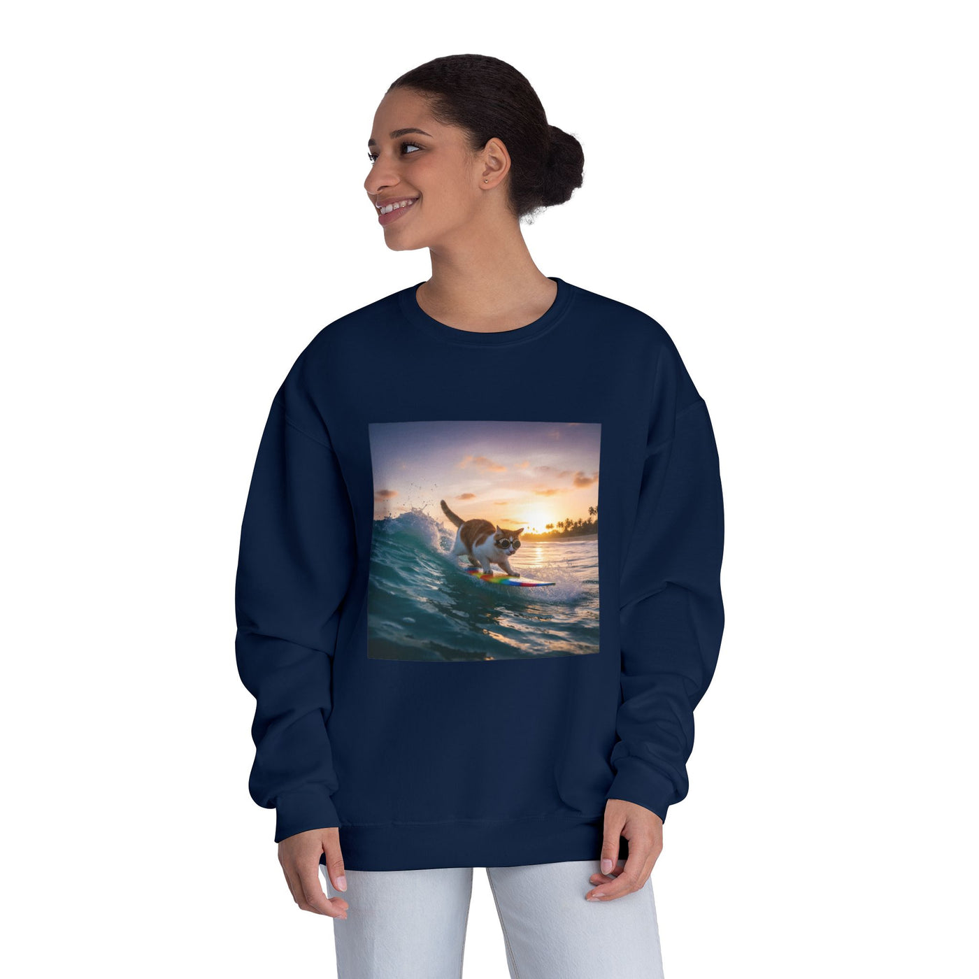 Surfing Cat style 2 Unisex NuBlend® Crewneck Sweatshirt