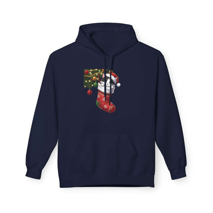 Kitten hiding in Christmas stocking Unisex Fleece Hoodie style 1