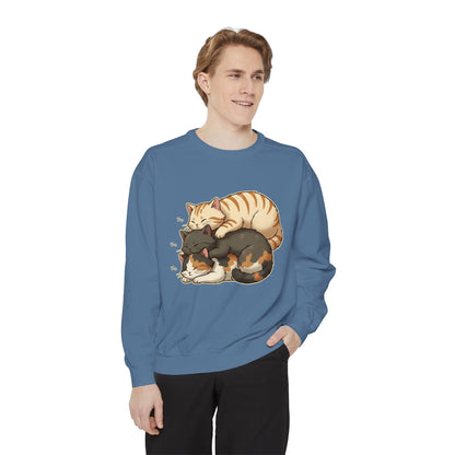 3 Cute Sleeping Cats Cozy Graphic Unisex Crewneck Sweatshirt style 4