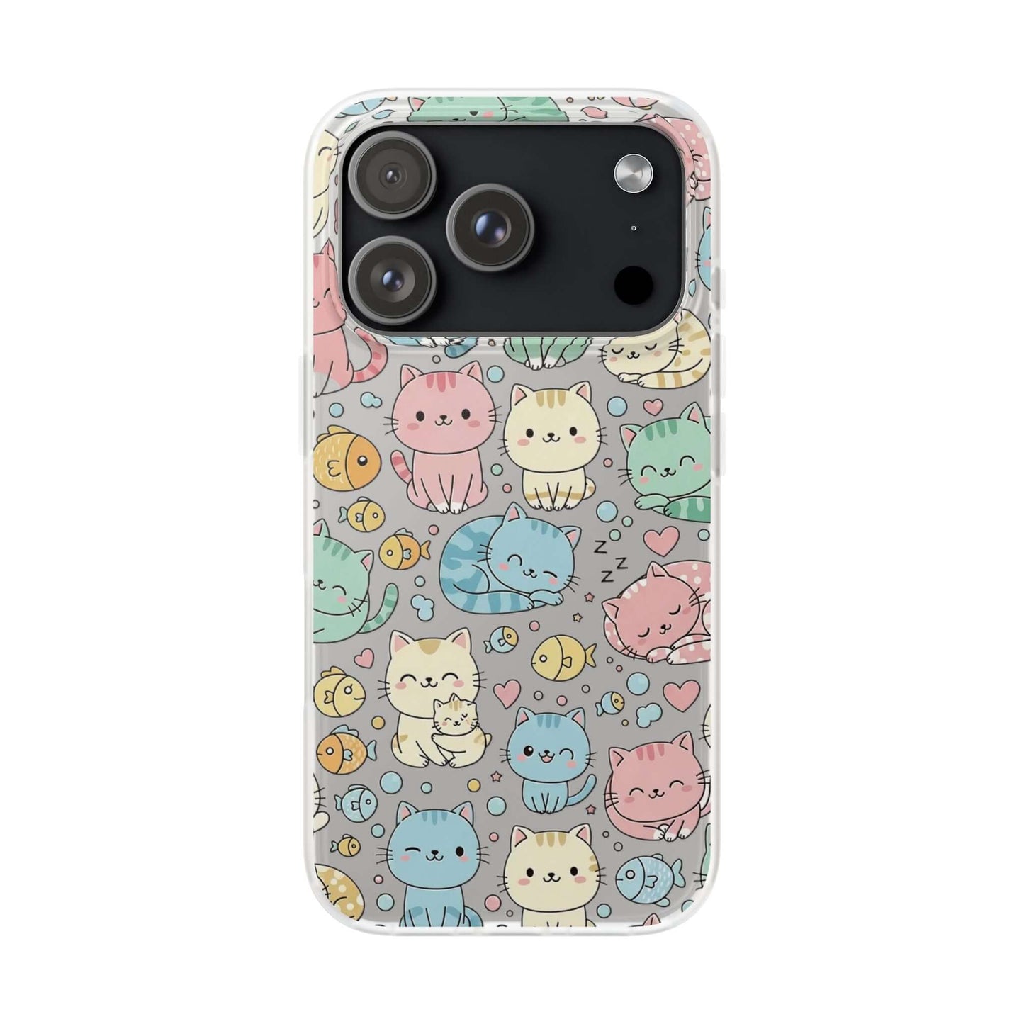 Kawaii Colorful Cat Pattern iPhone 16 17 series Flexi Case